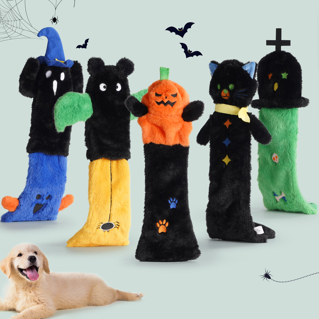 Nocciola 5 PCS Halloween Dog Squeaky Toys, No Stuffing Plush Dog Toys for Puppy, Small, Medium and Large Dogs